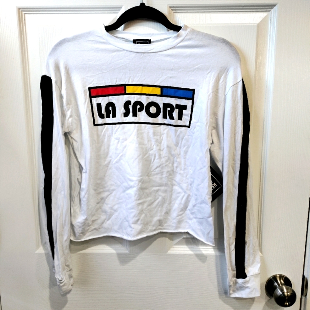 NWOT LA Sport White Long Sleeve Crop Top Juniors Size Small